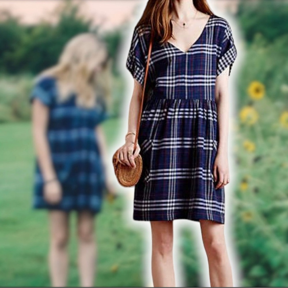 Anthropology plaid tunic dress size large
